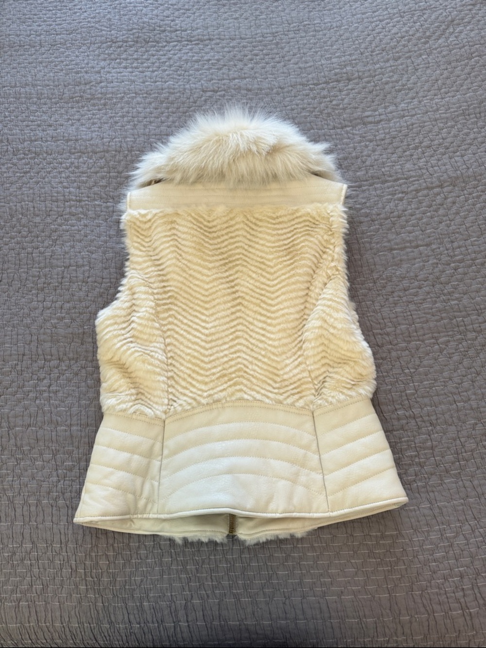 Guess Leather & Fur Moto Style Vest - Picture 2 of 4
